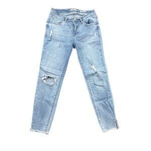Kensie Jeans The Effortless Skinny Crop Distressed Light Wash Denim Size 2/26